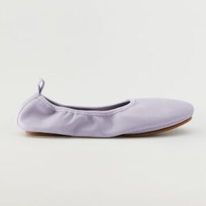MANGO Lilac Leather Foldable Ballet Flats
